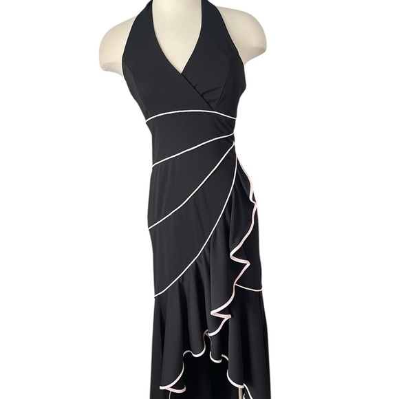 Niki Lavis Black and White Asymmetrical Ruffled Cocktail Dress - Picture 2 of 6